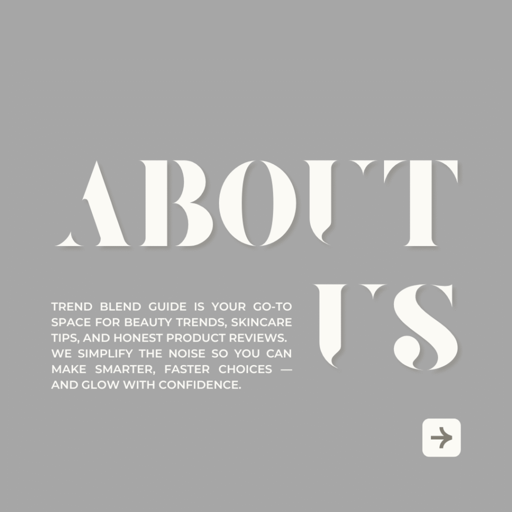 Grey and Beige Minimalist Marketing Coach About Us Instagram Post About Trend Blend Guide logo"